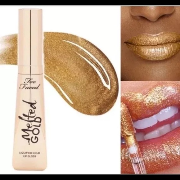 Too Faced Melted Gold Liquified Gold Lip Gloss Pure Gold New in Box